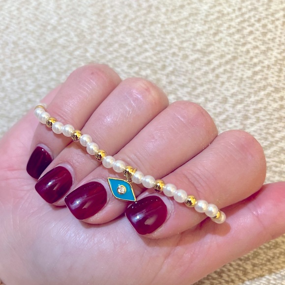 Evil Eye Bracelet White/Gold/Blue - Picture 3 of 3